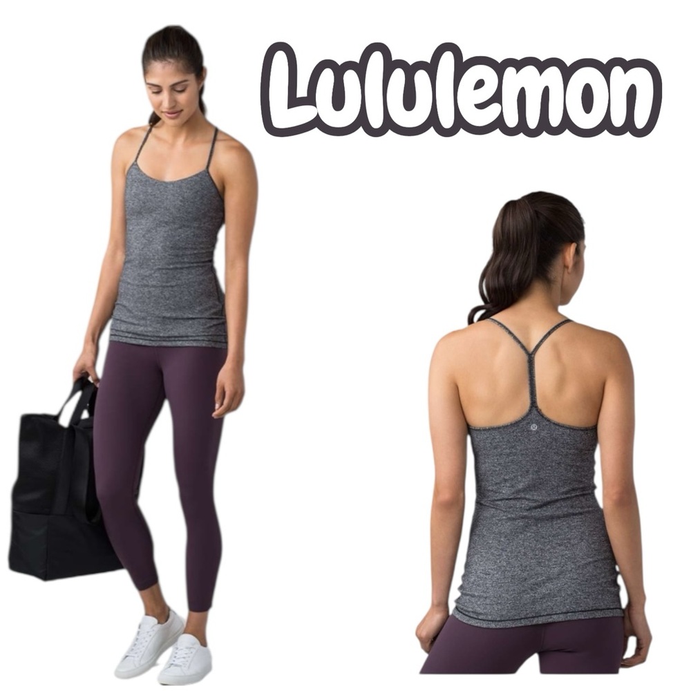 O3-Lululemon Power Pose Tank Heathered Black Size 4